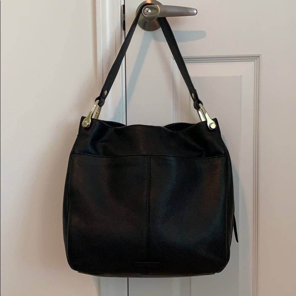Vince Camuto Clem black leather shoulder bag